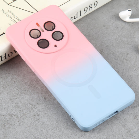 For Huawei Mate 50 Pro Liquid TPU Silicone Gradient MagSafe Phone Case(Pink Blue) by buy2fix