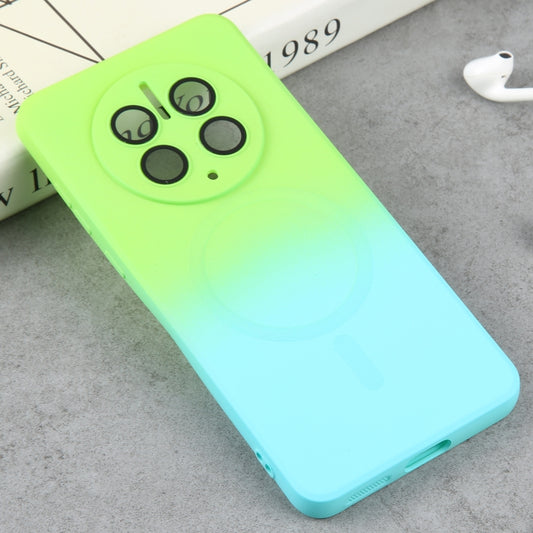 For Huawei Mate 50 Pro Liquid TPU Silicone Gradient MagSafe Phone Case(Cyan Blue) by buy2fix