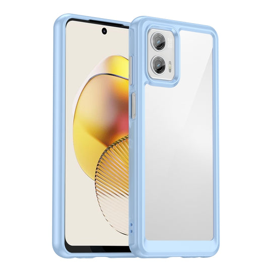 Pour Motorola Moto G73 Colorful Series Acrylique + TPU Phone Case (Bleu)