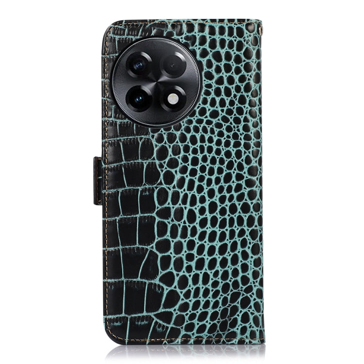 For OnePlus Ace 2 5G Crocodile Top Layer Cowhide Leather Phone Case(Green) - OnePlus Cases by buy2fix | Online Shopping UK | buy2fix