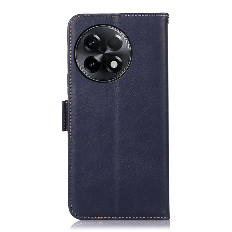 For OnePlus Ace 2 5G Crazy Horse Top Layer Cowhide Leather Phone Case(Blue) - OnePlus Cases by buy2fix | Online Shopping UK | buy2fix
