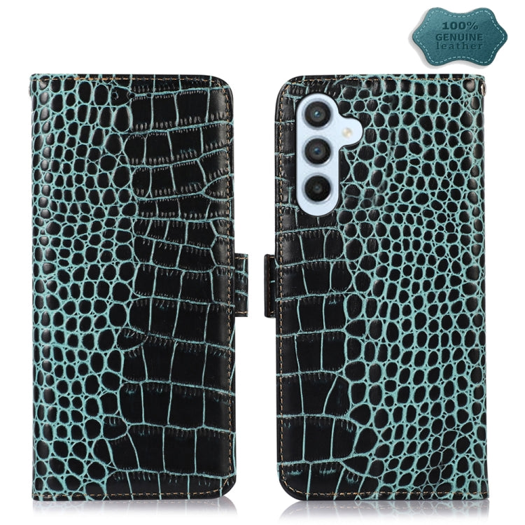 For Samsung Galaxy A24 4G Crocodile Top Layer Cowhide Leather Phone Case(Green) - Galaxy Phone Cases by buy2fix | Online Shopping UK | buy2fix