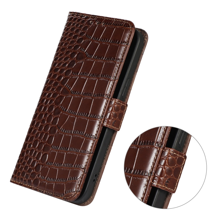 For Samsung Galaxy A24 4G Crocodile Top Layer Cowhide Leather Phone Case(Brown) - Galaxy Phone Cases by buy2fix | Online Shopping UK | buy2fix