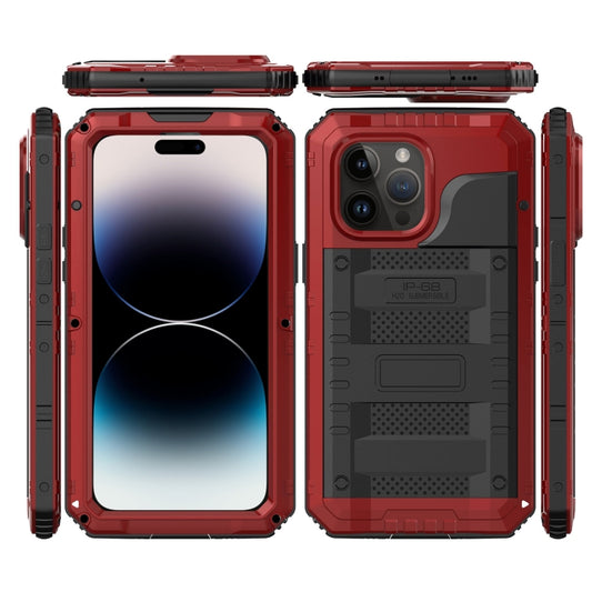 For iPhone 14 Pro RedPepper Wolf 360 Full Body Rugged Life Waterproof Phone Case(Red) by RedPepper