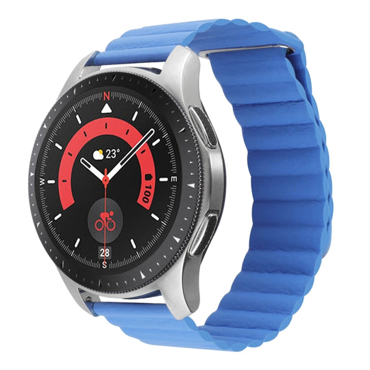 For Garmin Forerunner 255S / Venu 2S 18mm Universal Magnetic Loop Leather Watch Band(Cape Cod Blue)