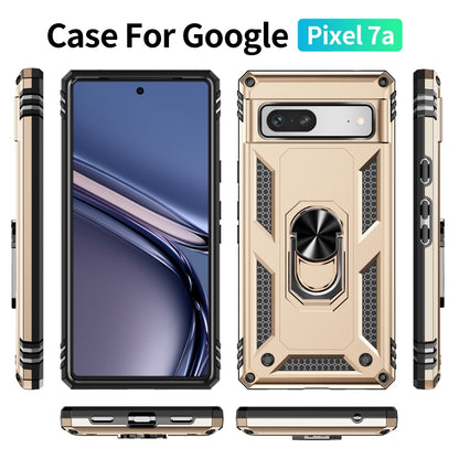 For Google Pixel 7a Shockproof TPU + PC Phone Case with Holder(Gold) - Google Cases by buy2fix | Online Shopping UK | buy2fix