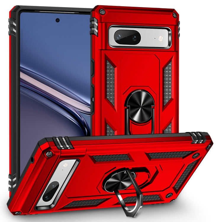 For Google Pixel 7a Shockproof TPU + PC Phone Case with Holder(Red) - Google Cases by buy2fix | Online Shopping UK | buy2fix