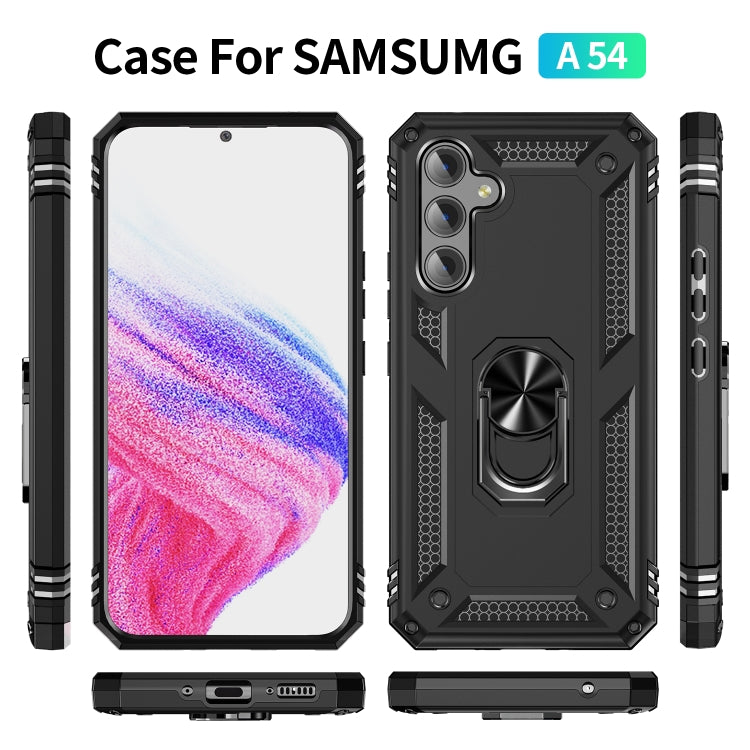 For Samsung Galaxy A54 Shockproof TPU + PC Phone Case with Holder(Black) - Galaxy Phone Cases by buy2fix | Online Shopping UK | buy2fix