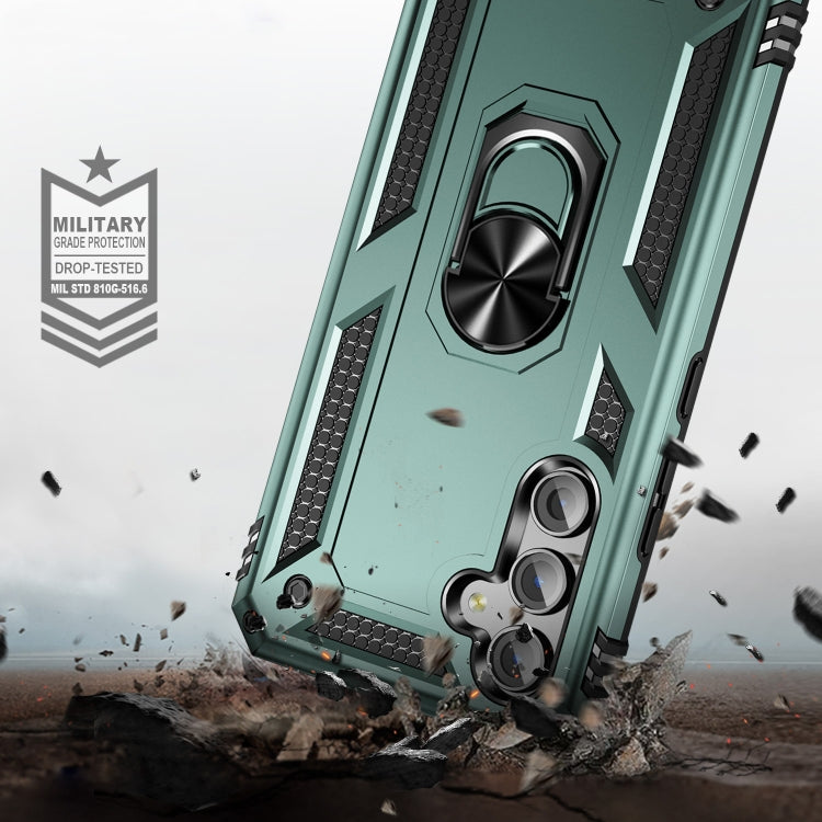 For Samsung Galaxy A54 Shockproof TPU + PC Phone Case with Holder(Dark Green) - Galaxy Phone Cases by buy2fix | Online Shopping UK | buy2fix