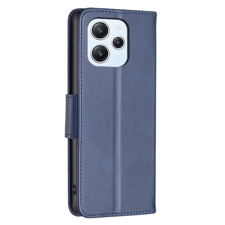 For Xiaomi Redmi 12 4G Lambskin Texture Pure Color Flip Leather Phone Case(Blue) - Xiaomi Cases by buy2fix | Online Shopping UK | buy2fix