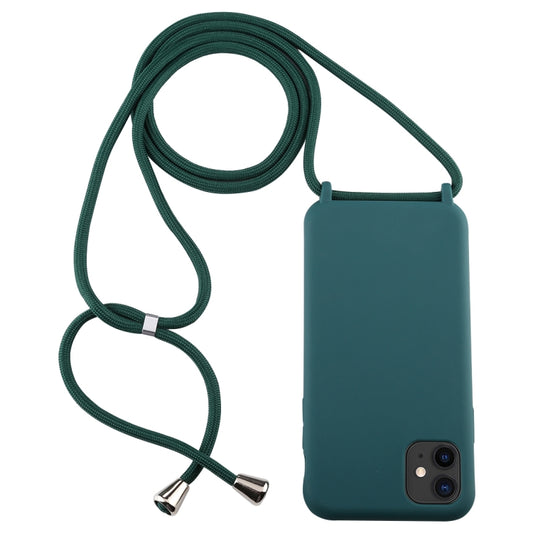 For iPhone 11 Candy Color TPU Protective Case with Lanyard(Dark Green) - Apple Accessories by buy2fix | Online Shopping UK | buy2fix