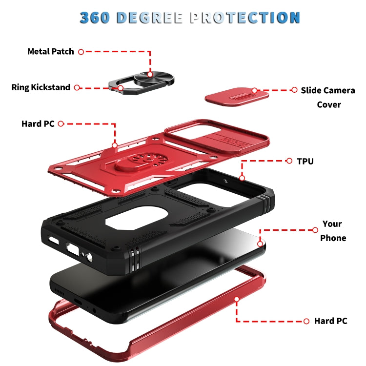 For Samsung Galaxy A14 5G Sliding Camshield TPU + PC Phone Case(Red+Black) by buy2fix