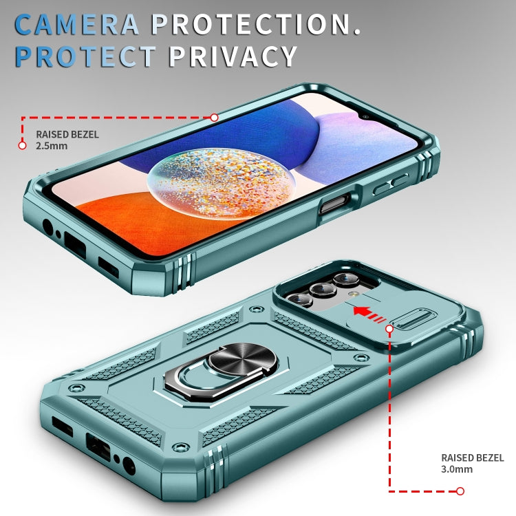 For Samsung Galaxy A14 5G Sliding Camshield TPU + PC Phone Case(Green) by buy2fix