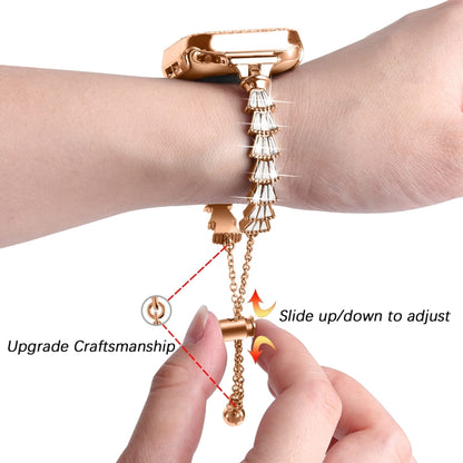 Full Diamond Crown Metal Watch Band For Apple Watch Series 8&7 45mm / SE 2&6&SE&5&4 44mm / 3&2&1 42mm(Rose Gold) by buy2fix