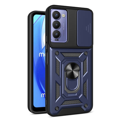 For Tecno Camon 18 / 18 P Sliding Camera Cover Design Phone Case(Blue) by buy2fix