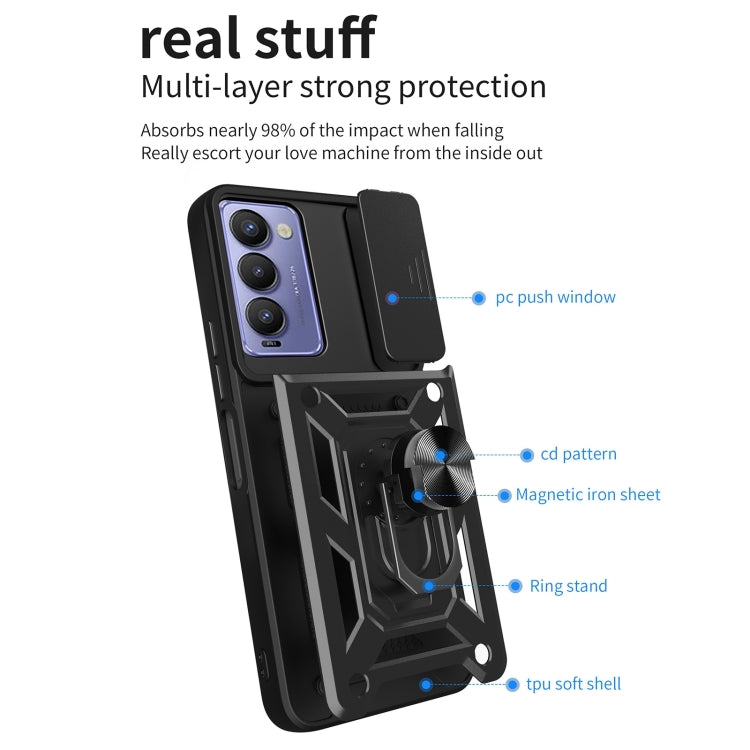 For Tecno Camon 18 / 18 P Sliding Camera Cover Design Phone Case(Black) by buy2fix