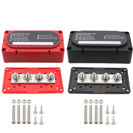 CP-3090 1 Pair  300A 48V 4-way M10 Terminal Busbar(Black + Red)