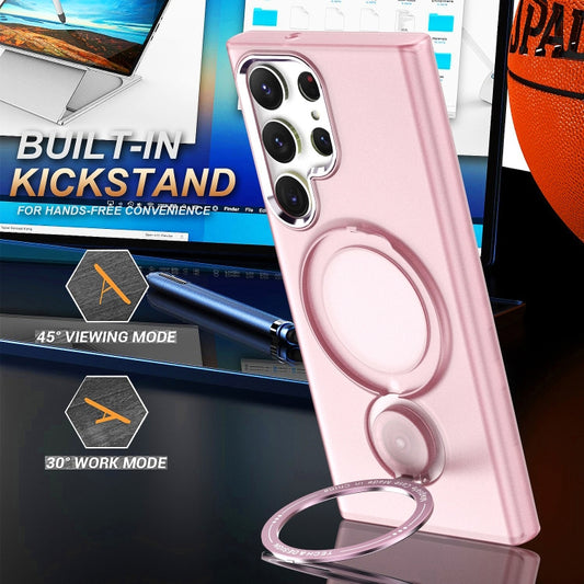 For Samsung Galaxy S23 Ultra 5G 360 Degree Rotation Holder MagSafe Magnetic Phone Case(Purple) by buy2fix