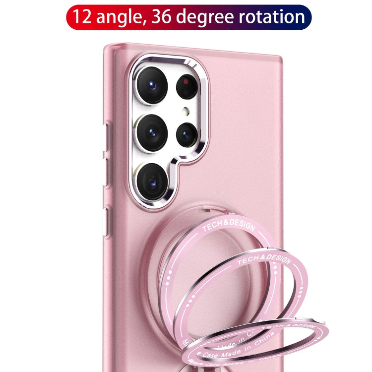 For Samsung Galaxy S22 Ultra 5G 360 Degree Rotation Holder MagSafe Magnetic Phone Case(Pink) - Galaxy S22 Ultra 5G Cases by buy2fix | Online Shopping UK | buy2fix