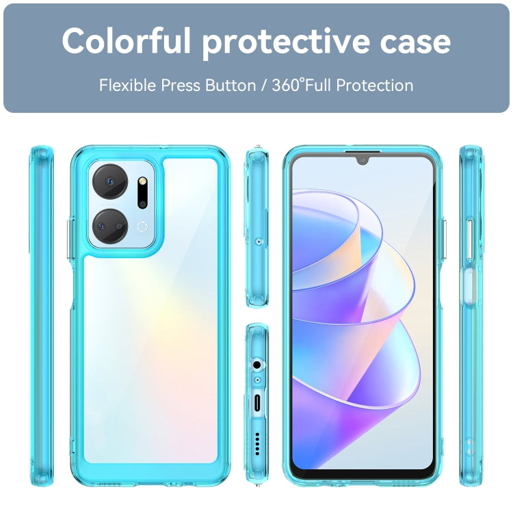 For Honor X7A Colorful Series Acrylic + TPU Phone Case(Transparent Blue) - Honor Cases by buy2fix | Online Shopping UK | buy2fix