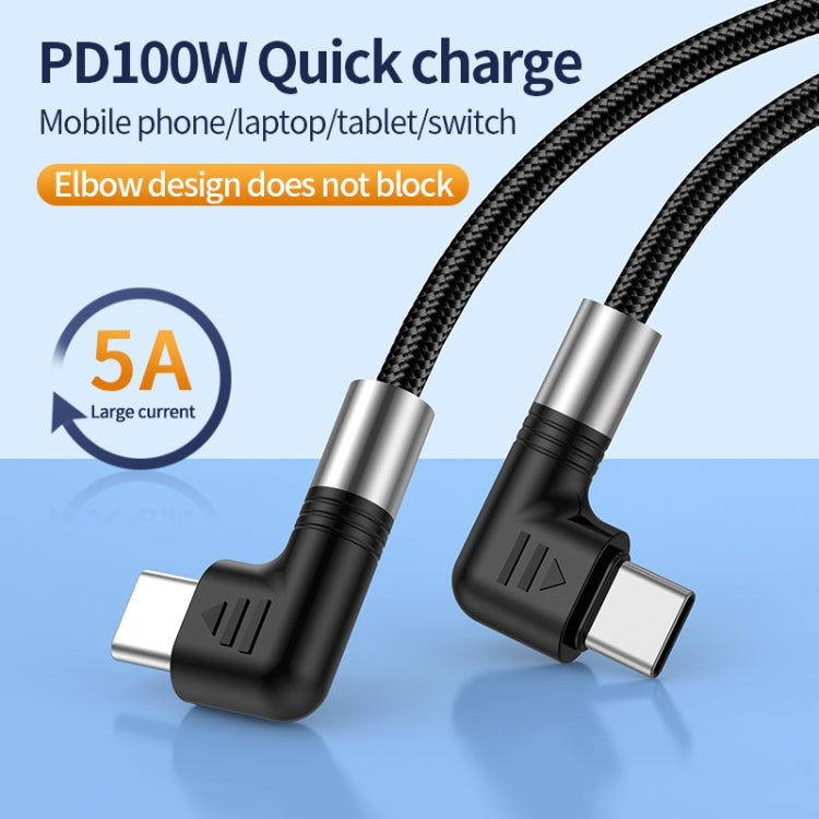 A9 100W USB-C/Type-C to USB-C/Type-C Double Elbow Data Cable, Length:2m by buy2fix