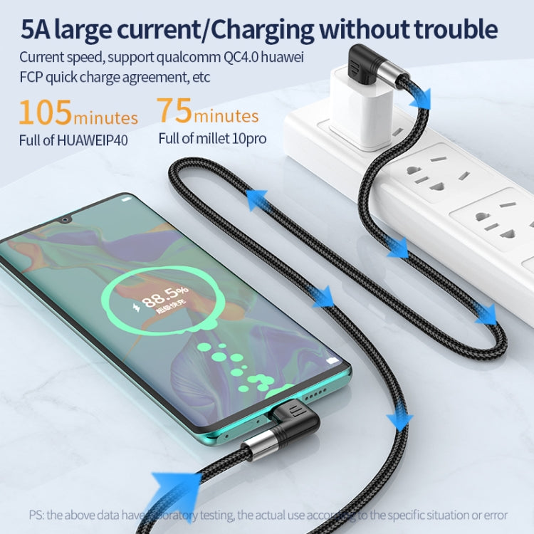 A9 100W USB-C/Type-C to USB-C/Type-C Double Elbow Data Cable, Length:2m by buy2fix