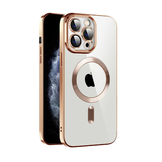 For iPhone 11 CD Texture Plating TPU MagSafe Phone Case with Lens Film(Brown) by buy2fix