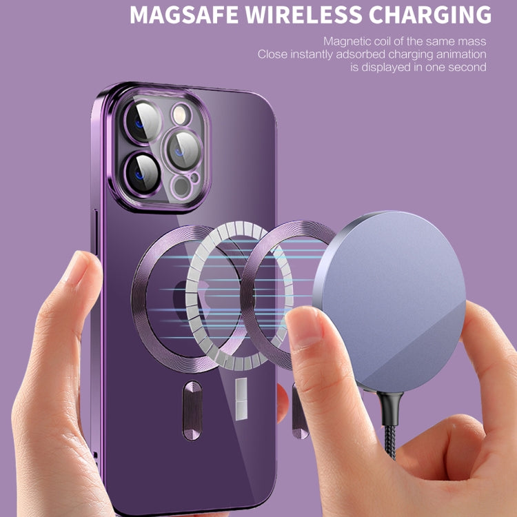 For iPhone 11 CD Texture Plating TPU MagSafe Phone Case with Lens Film(Brown) by buy2fix