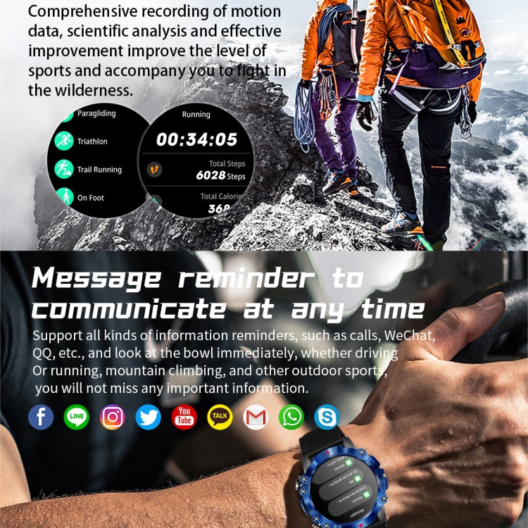 K10 1.39 inch IP67 Waterproof Smart Watch, Support Heart Rate / Sleep Monitoring(Black Blue) - Smart Wear by buy2fix | Online Shopping UK | buy2fix