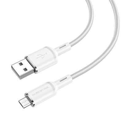 Borofone BX90 USB to Micro USB Cyber 2.4A Charging Data Cable, Length:1m(White) -  by Borofone | Online Shopping UK | buy2fix