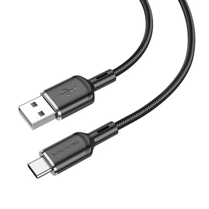 Borofone BX90 USB to Type-C Cyber 3A Charging Data Cable, Length:1m(Black) -  by Borofone | Online Shopping UK | buy2fix