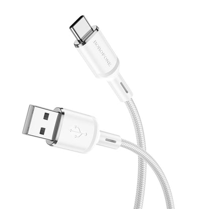 Borofone BX90 USB to Type-C Cyber 3A Charging Data Cable, Length:1m(White) -  by Borofone | Online Shopping UK | buy2fix