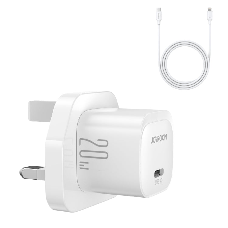 JOYROOM JR-TCF02 PD Type-C 20W Mini Charger with 1m Type-C to 8Pin Cable, Plug:UK Plug(White) - USB Charger by JOYROOM | Online Shopping UK | buy2fix