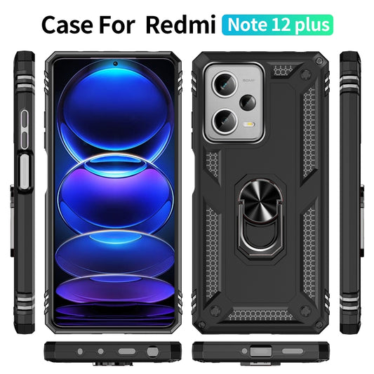 For Xiaomi Redmi Note 12 Pro+ Shockproof TPU + PC Phone Case with Holder(Black) by buy2fix
