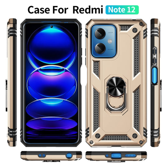 For Xiaomi Redmi Note 12 5G Global Shockproof TPU + PC Phone Case with Holder(Gold) by buy2fix