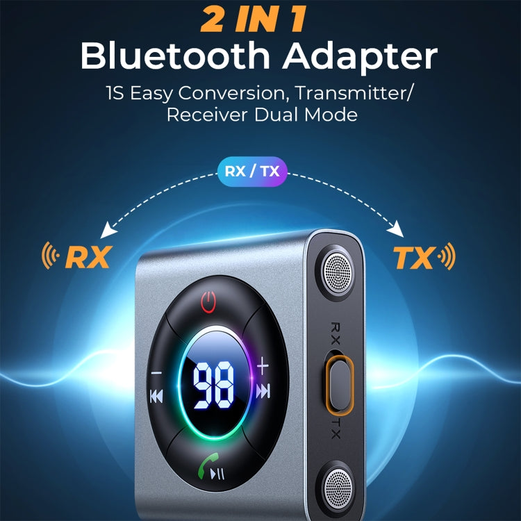 JOYROOM JR-CB2 2 in 1 Bluetooth 5.3 Car Wireless FM Transmitter Receiver(Dark Grey) - In Car by JOYROOM | Online Shopping UK | buy2fix