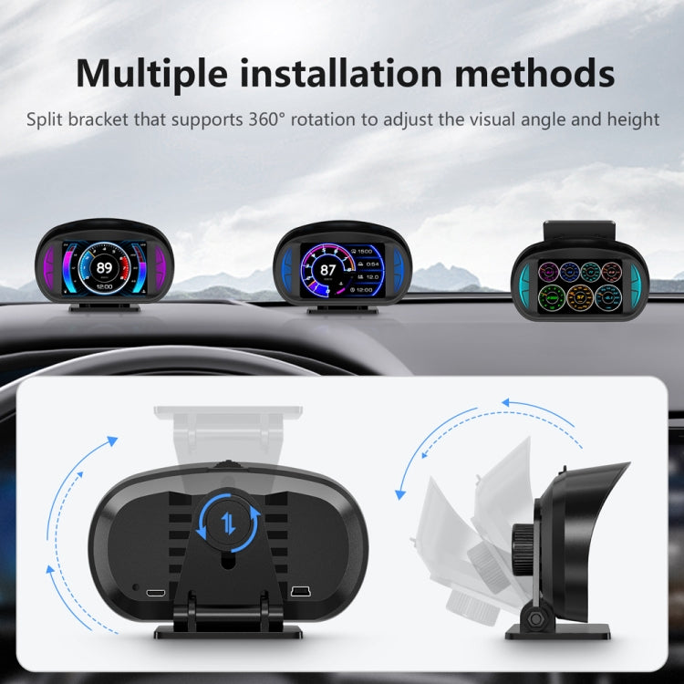 P2 3 inch Multi-function HD OBD LCD Instrument GPS Car Speed Slope Meter HUD Head-up Display - In Car by buy2fix | Online Shopping UK | buy2fix