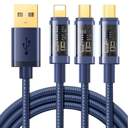 JOYROOM S-1T3015A5 1.2m 3.5A 3 in 1 USB to 8Pin + Type-C + Micro USB Fast Charging Data Cable(Blue) - Multifunction Cable by JOYROOM | Online Shopping UK | buy2fix