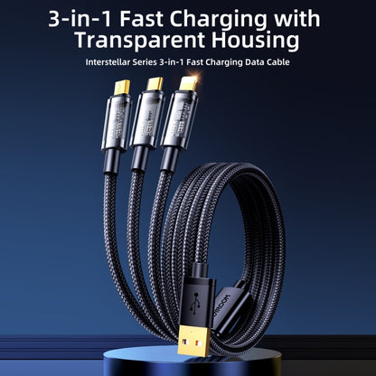 JOYROOM S-1T3015A5 1.2m 3.5A 3 in 1 USB to 8Pin + Type-C + Micro USB Fast Charging Data Cable(Blue) - Multifunction Cable by JOYROOM | Online Shopping UK | buy2fix