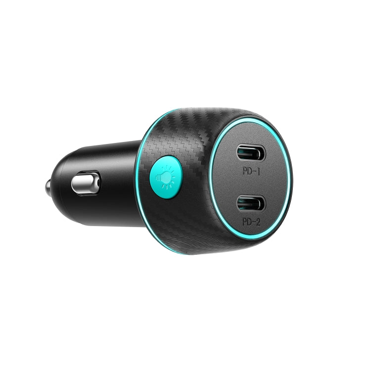 JOYROOM JR-CCN02 70W Dual PD Multi-Color Car Charger with Light Button(Black) - In Car by JOYROOM | Online Shopping UK | buy2fix