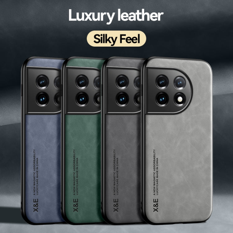 For OnePlus 11 Lamba Skin Feel Magnetic Leather Phone Case(Green) by buy2fix
