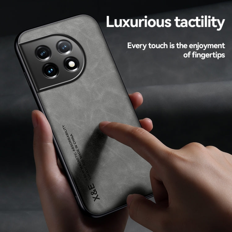 For OnePlus 11 Lamba Skin Feel Magnetic Leather Phone Case(Green) by buy2fix