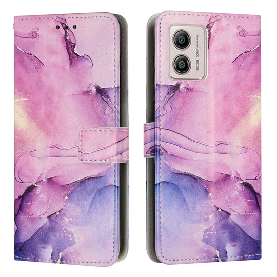 Pour Motorola Moto G53 5G / G13 4G / G23 4G Étui de téléphone en cuir à motif de marbre peint (violet)