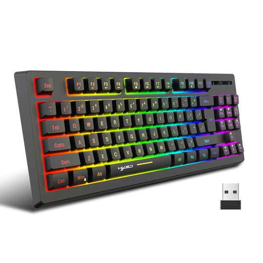 HXSJ L100 87 touches RVB film rétroéclairé 2,4 G clavier sans fil (noir)