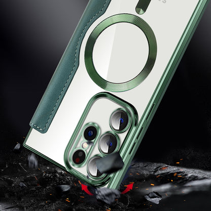 For Samsung Galaxy S23 Ultra 5G MagSafe Magnetic RFID Anti-theft Leather Phone Case(Royal Blue) by buy2fix