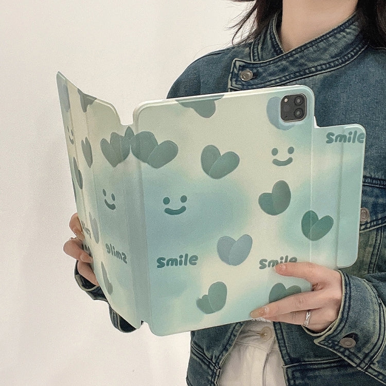 Pen Slot Magnetic Painted Detachable Tablet Leather Case For iPad Air 11 2024 / iPad Air 2022 / 2020 10.9 / Pro 11(Heart) by buy2fix