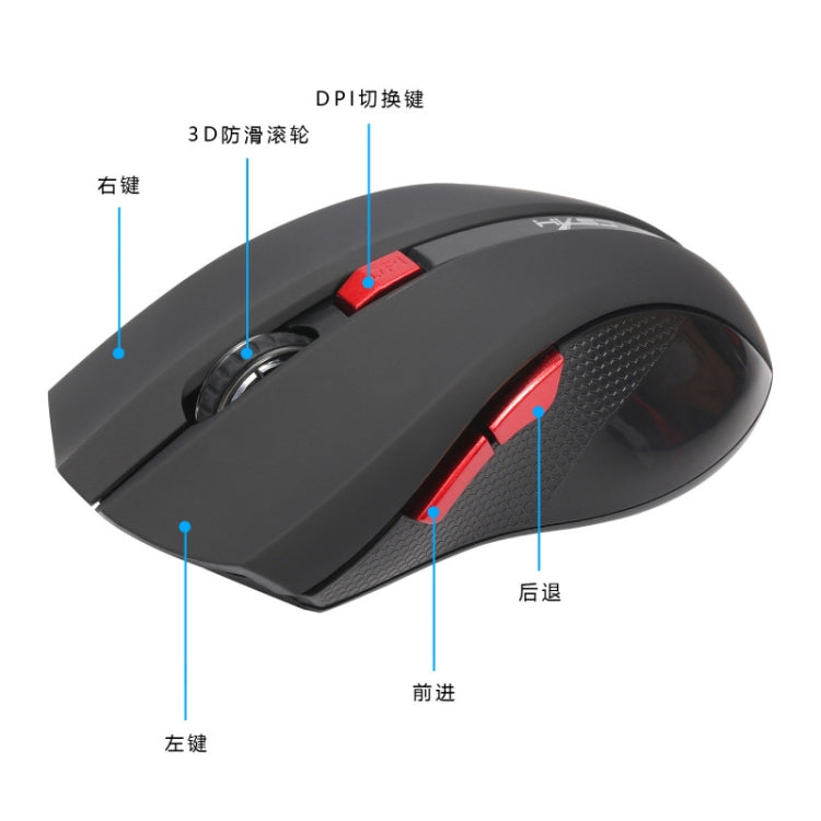 HXSJ X50 2.4G 6 Keys 1600DPI Three-speed Adjustable Wireless Mouse(Black) -  by HXSJ | Online Shopping UK | buy2fix