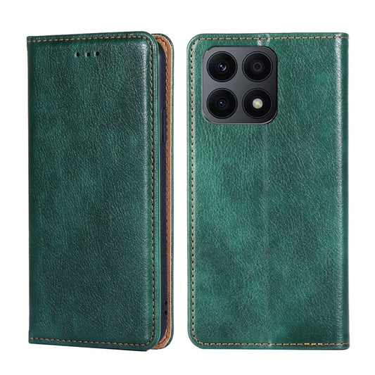 For Honor X8A Gloss Oil Solid Color Magnetic Leather Phone Case(Green) - Honor Cases by buy2fix | Online Shopping UK | buy2fix