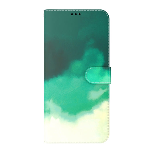 For Honor X7a Watercolor Pattern Flip Leather Phone Case(Cyan Green) by buy2fix
