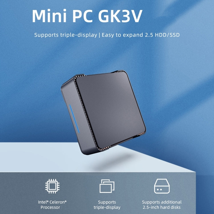 GK3V Windows 11 Pro Mini PC, Intel Gemini Lake J4125, Memory:8GB+256GB(EU Plug) -  by buy2fix | Online Shopping UK | buy2fix